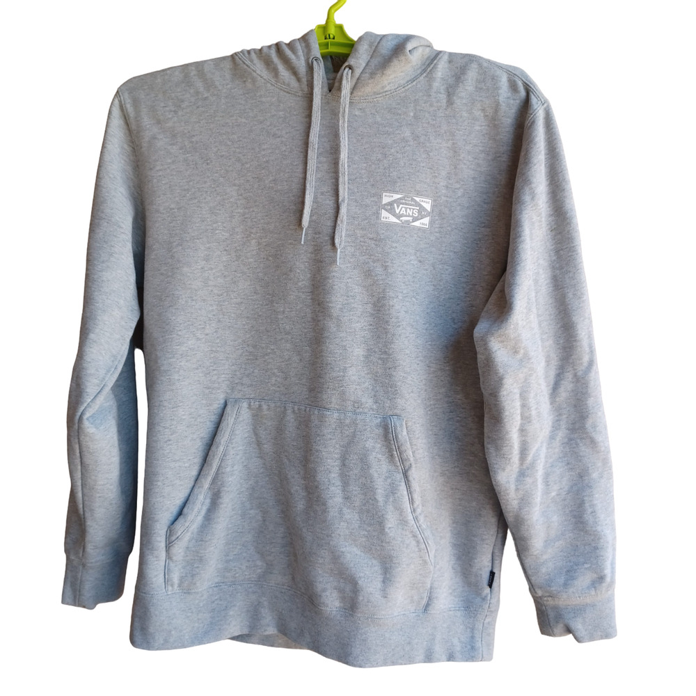 Vans Skate Gray Fleece Kangaroo Pockets Drawstring Mens Hoodie Sweatshirt Size L